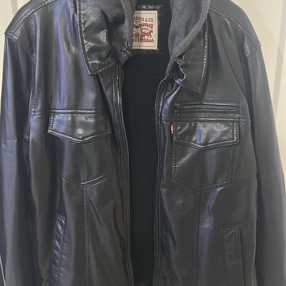 Levi's Black Bomber Jacket for Men with hoodie